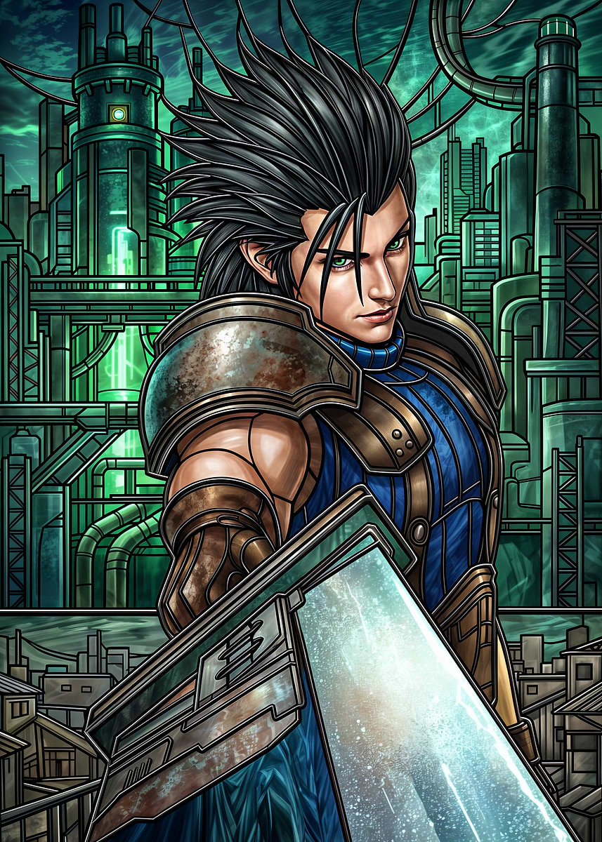 Zack Fair with Buster Sword' Poster, picture, metal print, paint