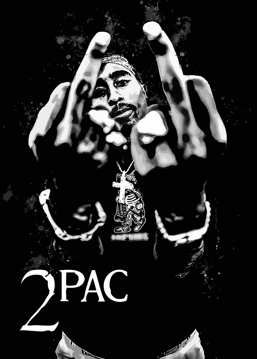 2Pac Portrait' Poster, picture, metal print, paint by WhimsiWorks