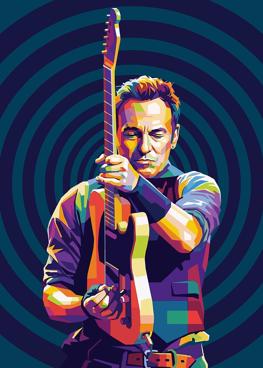 Bruce Springsteen Pop Art Portrait' Poster, picture, metal print