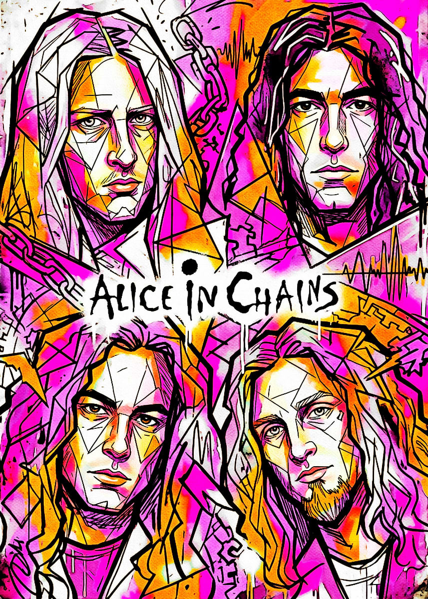 Alice in Chains band portrait' Poster, picture, metal print, paint