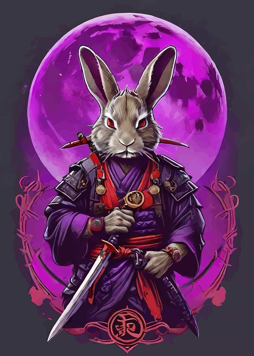 'Samurai Rabbit Warrior' Poster, picture, metal print, paint by ...