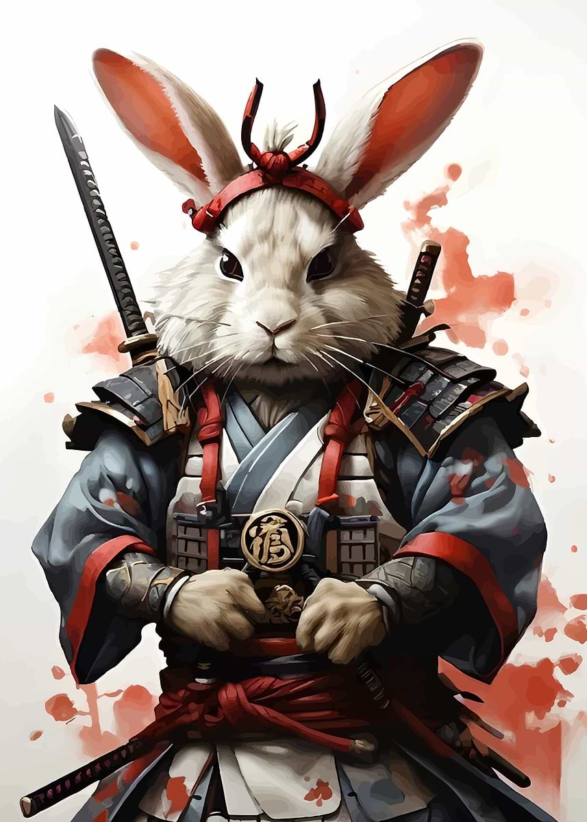 'Samurai Rabbit Warrior' Poster, picture, metal print, paint by ...