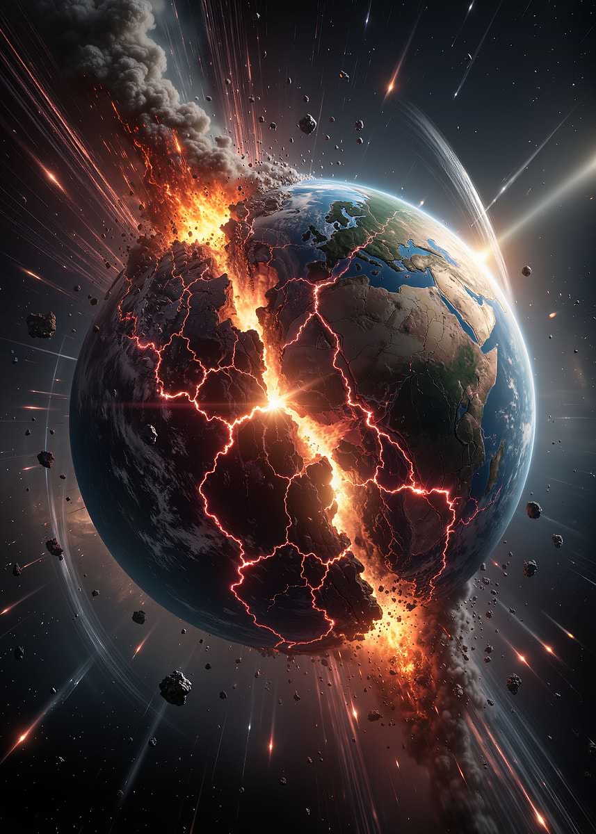 'Earth Exploding in Space' Poster, picture, metal print, paint by ...