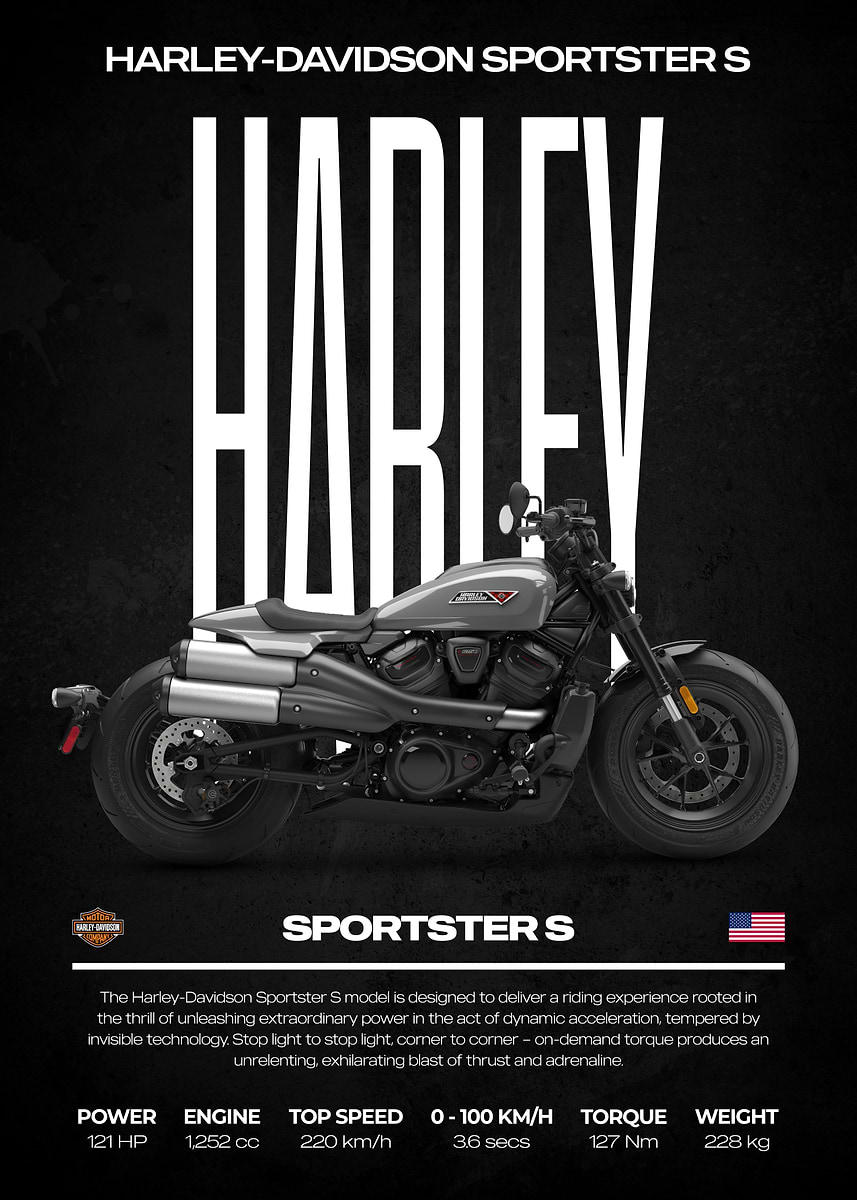Harley-Davidson Sportster S Motorcycle' Poster, picture, metal