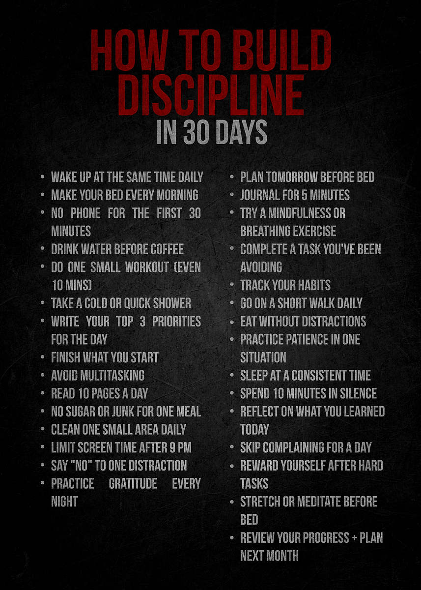 'How to Build Discipline in 30 Days' Poster, picture, metal print ...