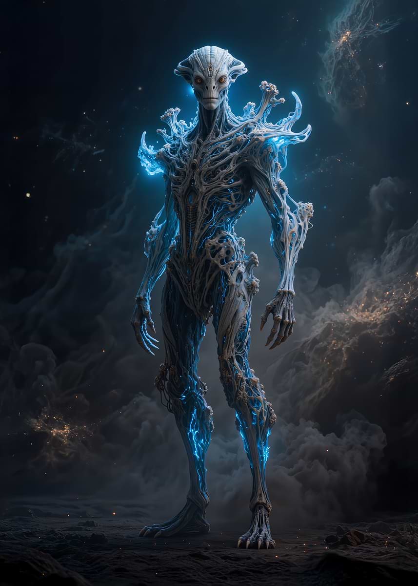 'Ethereal Alien in Cosmic Nebula' Poster, picture, metal print, paint ...