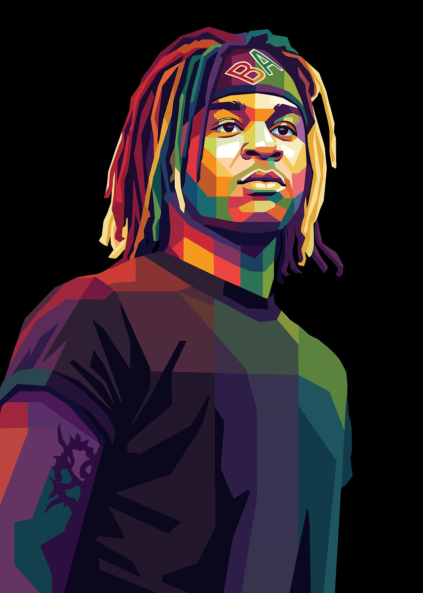 Colorful WPAP Portrait of a Ken Carson' Poster, picture, metal