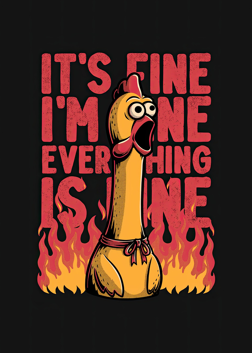 'Chicken In Fire It's Fine' Poster, picture, metal print, paint by DIMS ...
