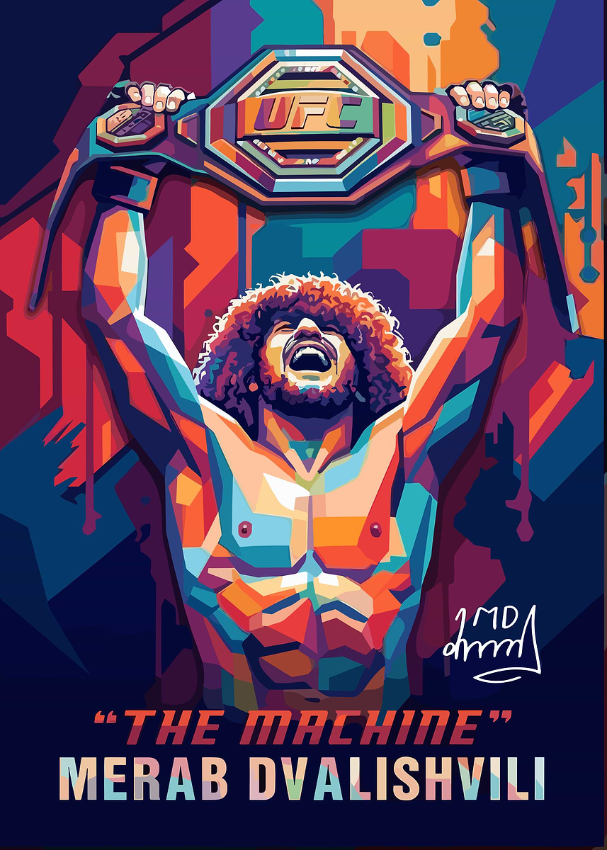 Merab Poster 'Merab Dvalishvili UFC Champion Pop Art' Poster, picture, metal print ...
