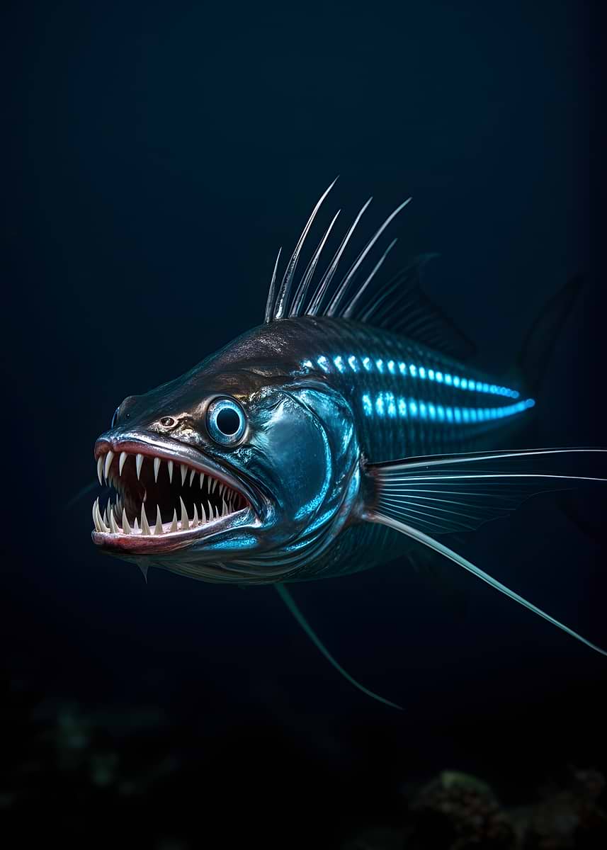 'Fierce Deep Sea Fish' Poster, picture, metal print, paint by lilota ...