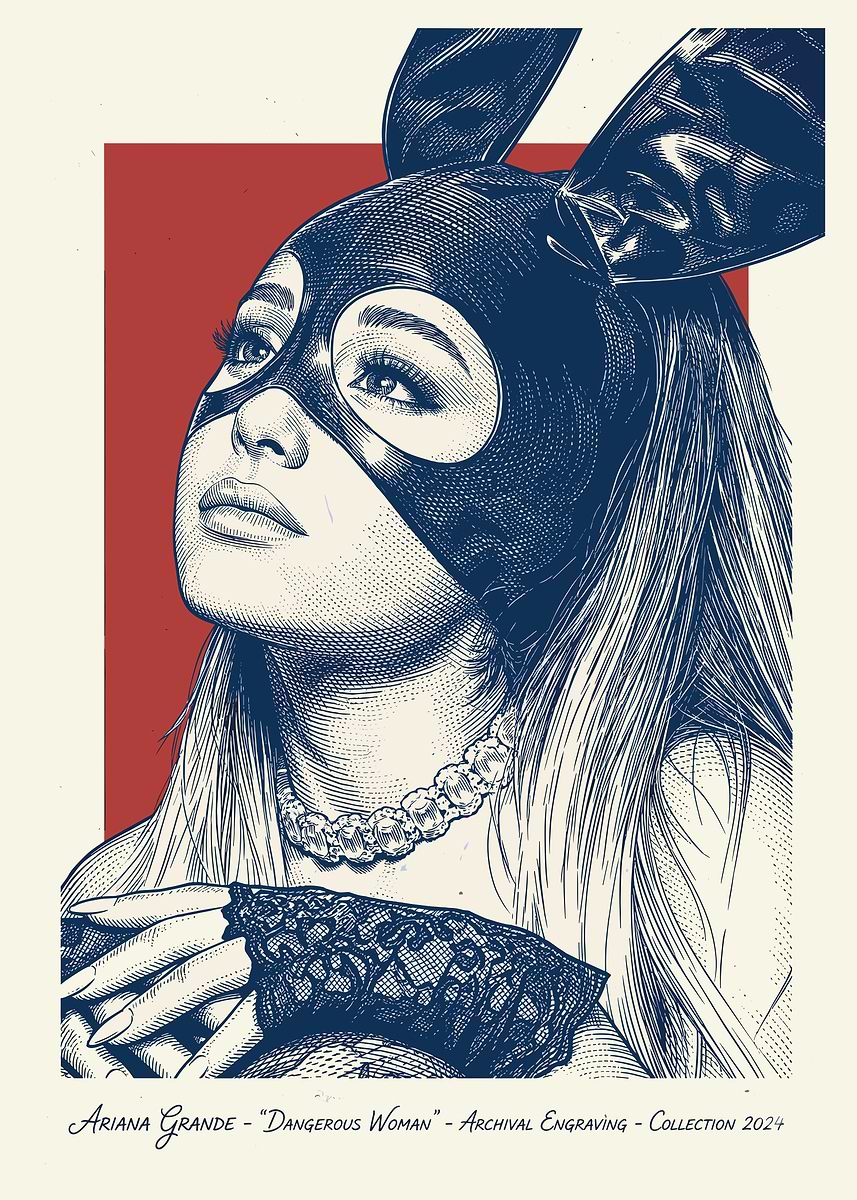 Ariana Grande Dangerous Woman Engraving' Poster, picture, metal