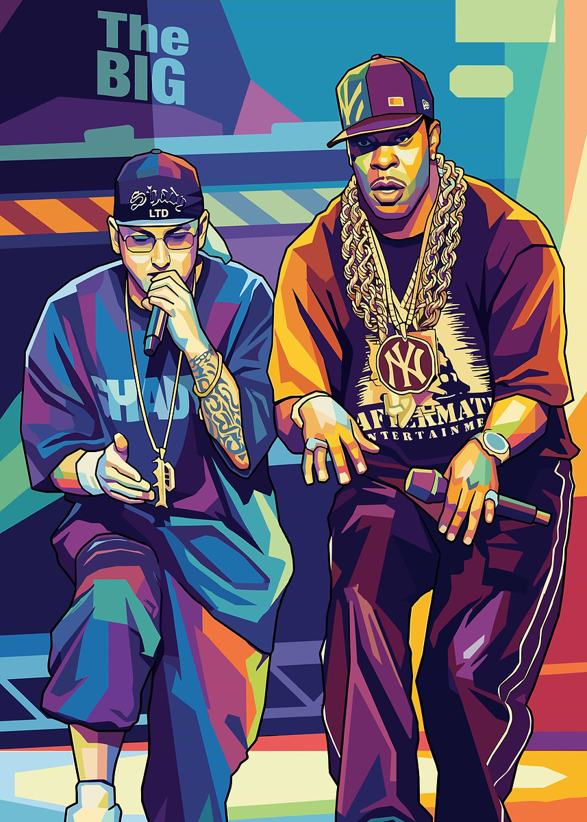 Eminem and Jay-Z Pop Art' Poster, picture, metal print, paint by