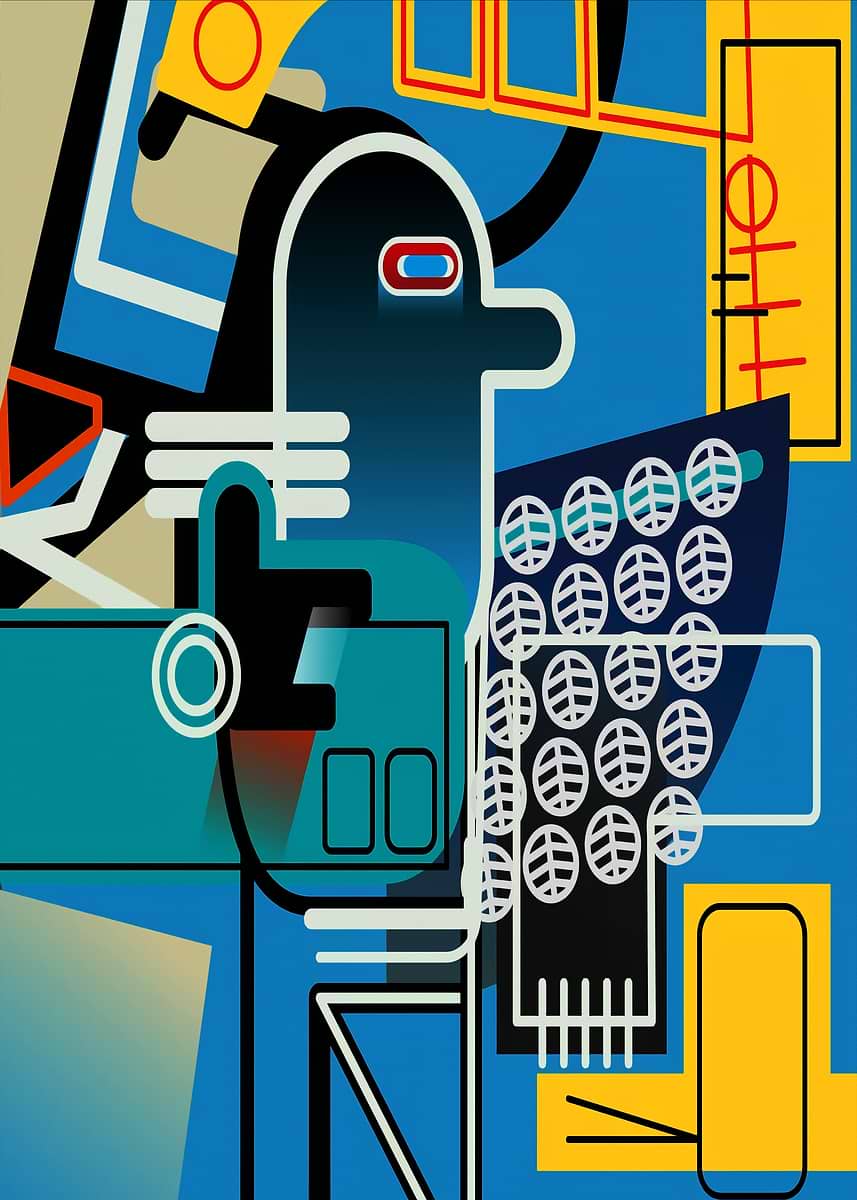 'Abstract Robot with Geometric Elements' Poster, picture, metal print ...