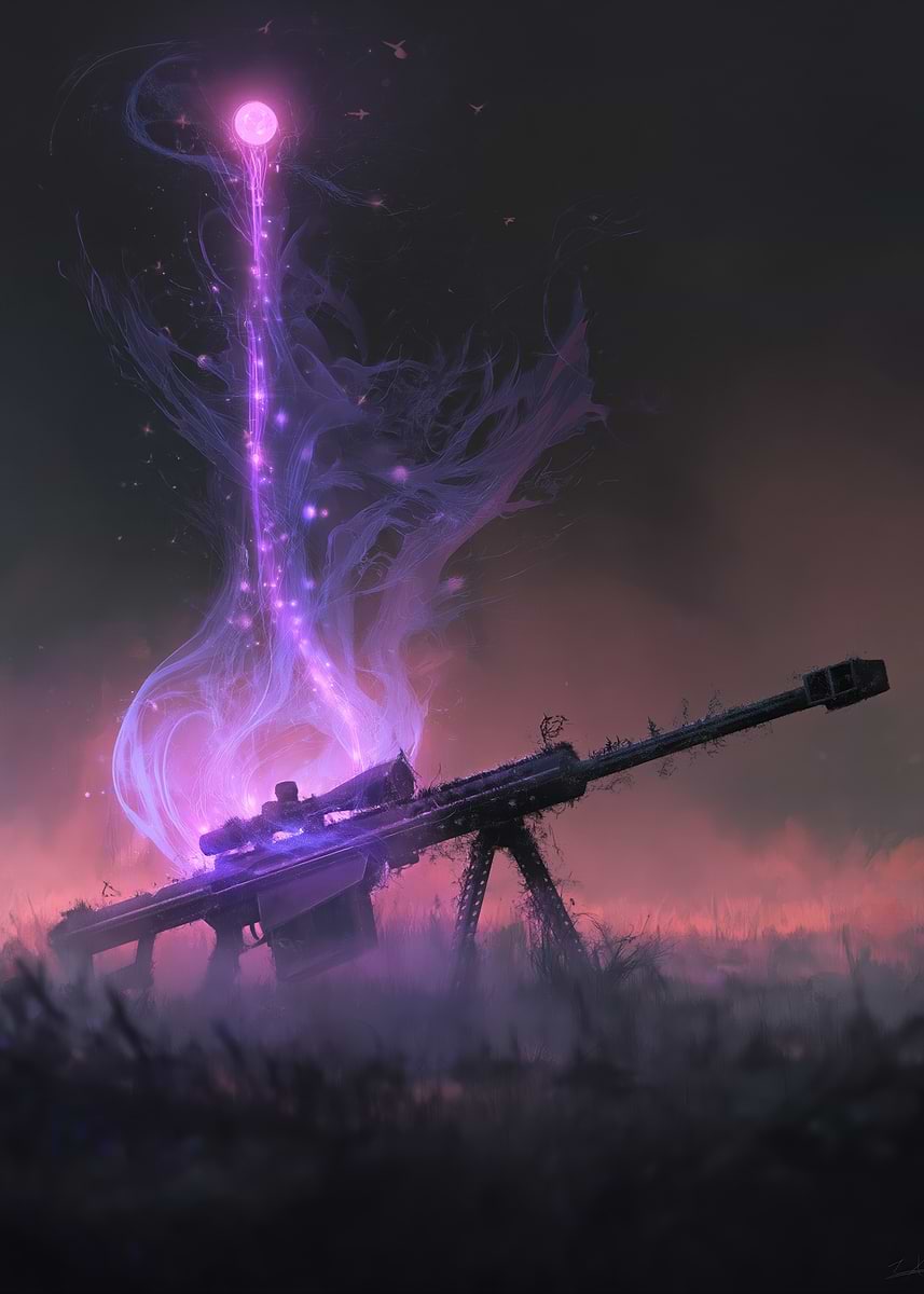 'Mystical Sniper Rifle in Ethereal Glow' Poster, picture, metal print ...