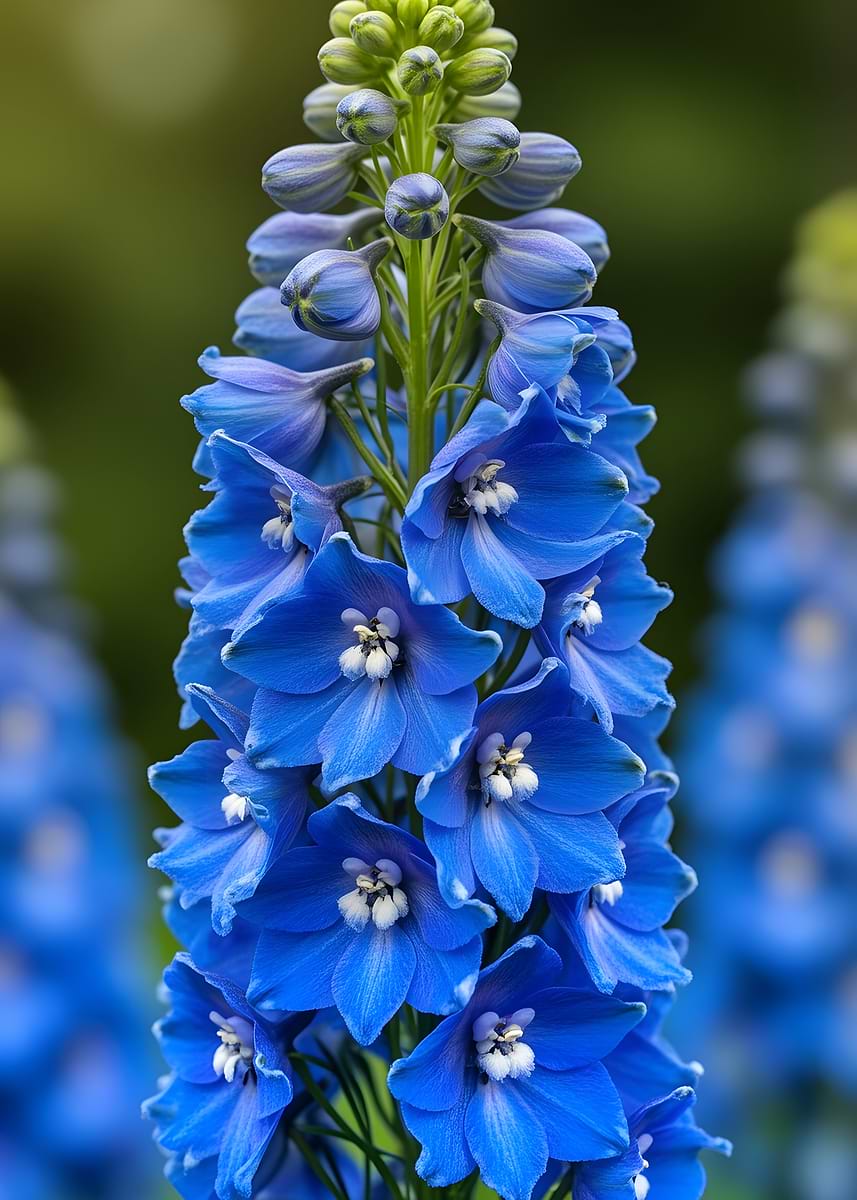 'Vibrant Blue Delphinium Flower Spike' Poster, picture, metal print ...