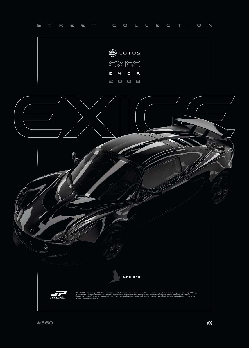 'Lotus Exige 240R 2008 Black Series' Poster, picture, metal print ...