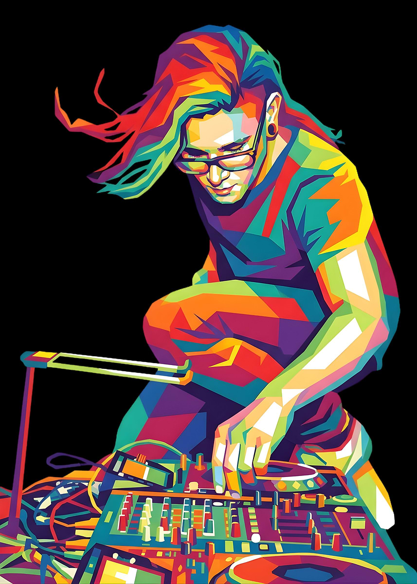 Poster DJ Mixer - Grand Format A0 - Art Mural - Thème Musique - Neuf