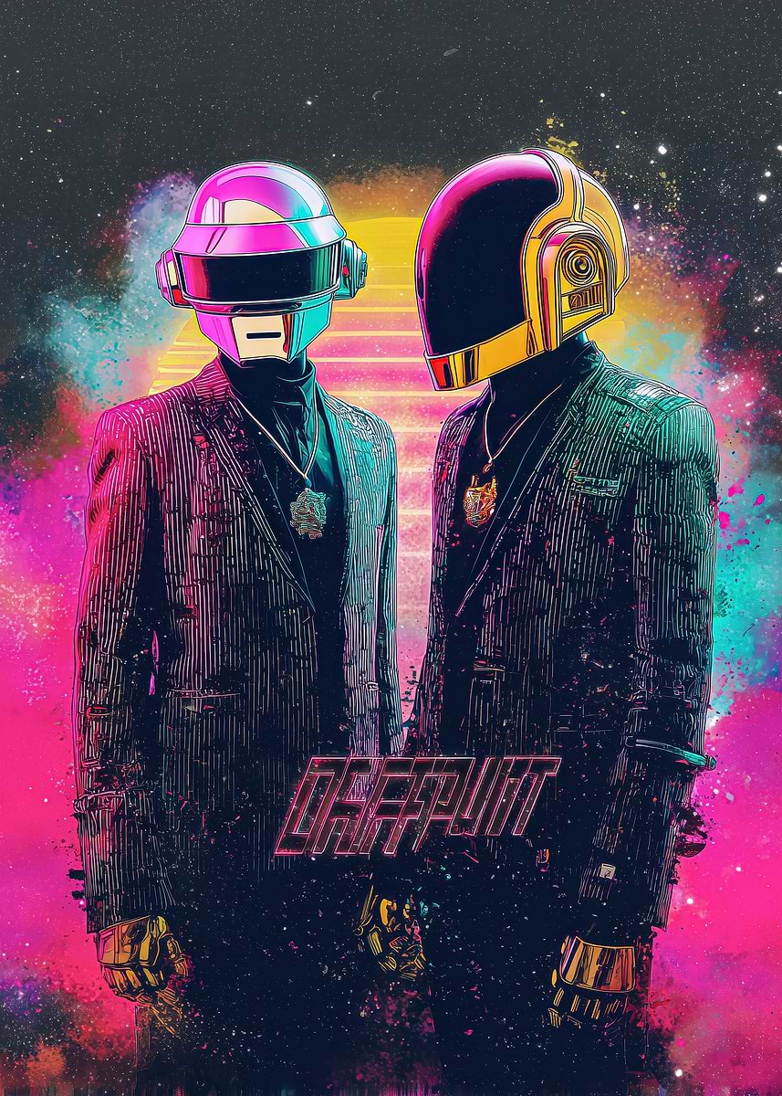 Daft Punk in Space' Poster, picture, metal print, paint by Noxivra