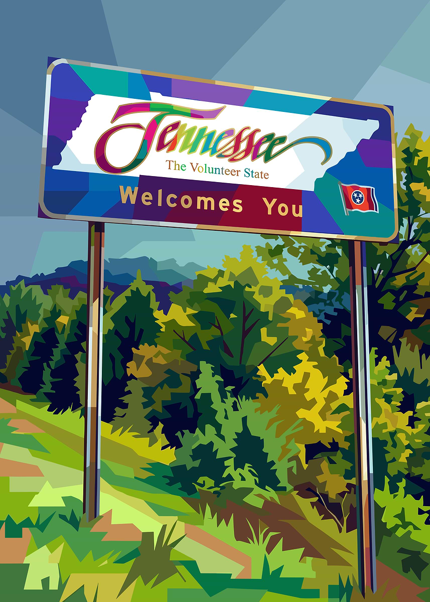 Tenessee Sign 'Tennessee Welcome Sign' Poster, picture, metal print, paint by birdcat ...