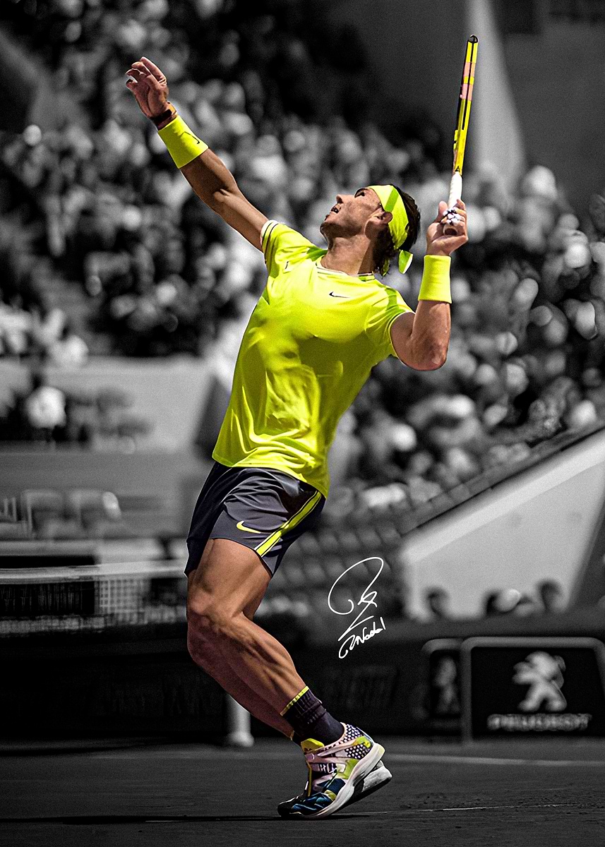 Rafael Nadal Tennis Serve' Poster, picture, metal print, paint by
