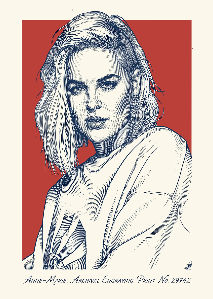 Vector Anne Marie 'Anne-Marie Archival Engraving' Poster, picture, metal print, paint by ...