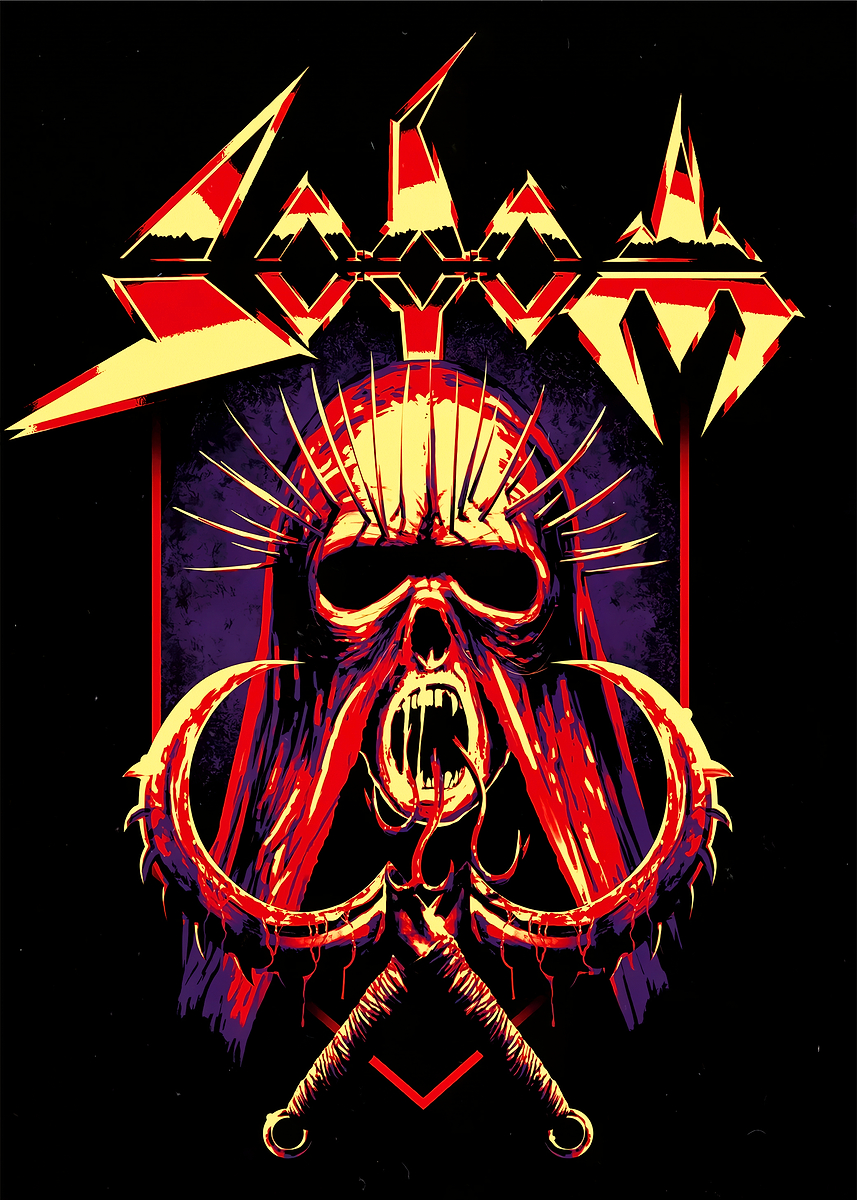 Sodom Skull and Swords' Poster, picture, metal print, paint by