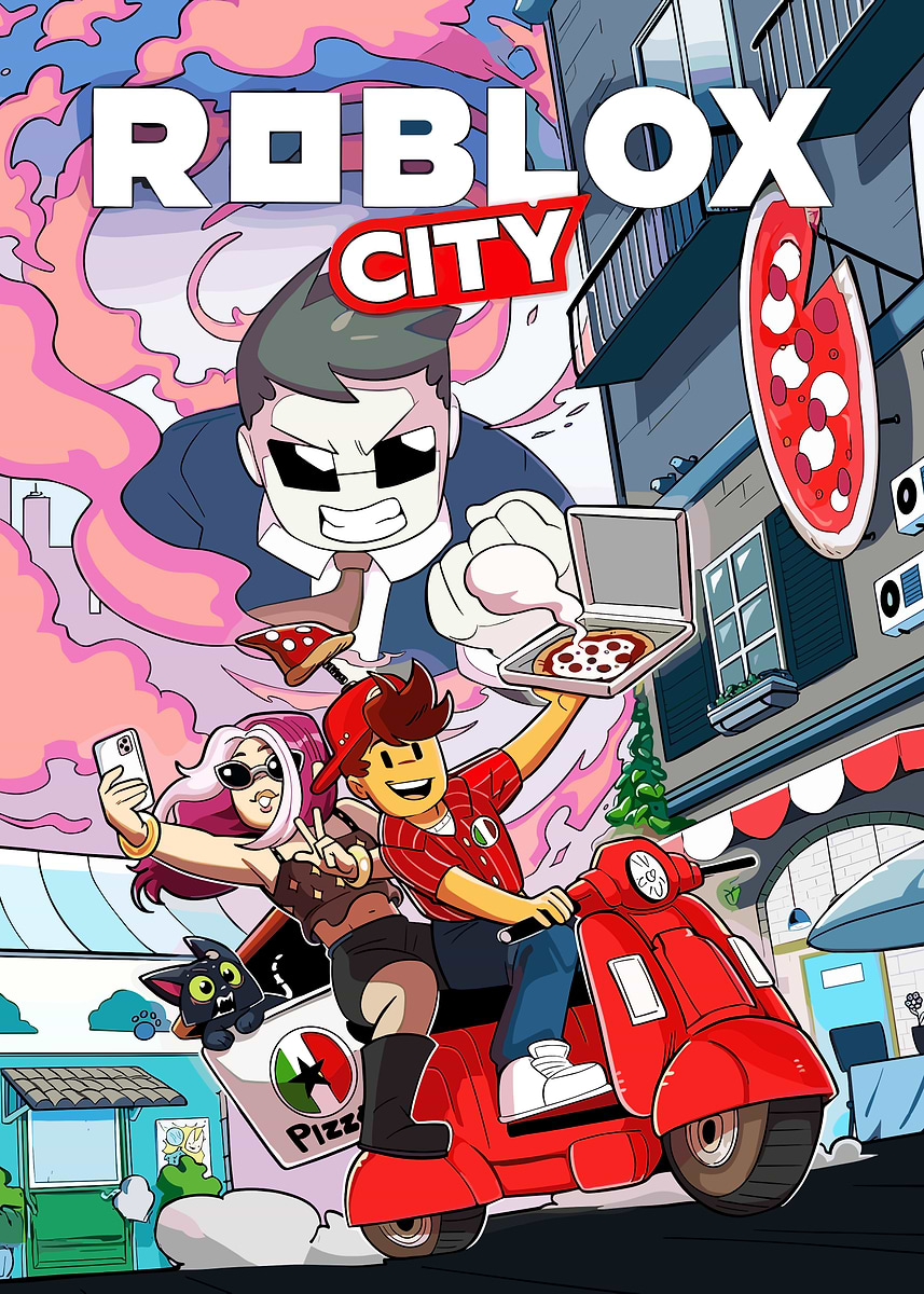 Roblox City Pizza Delivery Poster Picture Metal Print Paint By 798a4556 3a2c 4e88 B81a 
