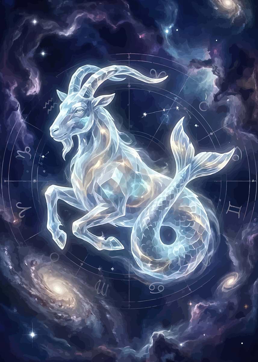 Capricorn Zodiac Sign in Space' Poster, picture, metal print
