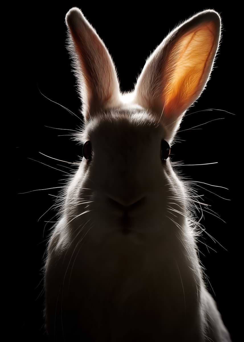 White Rabbit Facing 'Close-up of a White Rabbit's Face' Poster, picture, metal print, paint ...