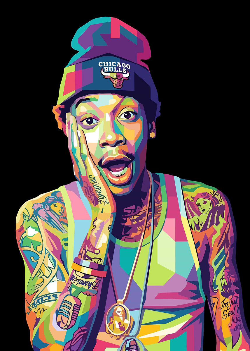 Wiz Khalifa Chicago Bulls Pop Art' Poster, picture, metal print