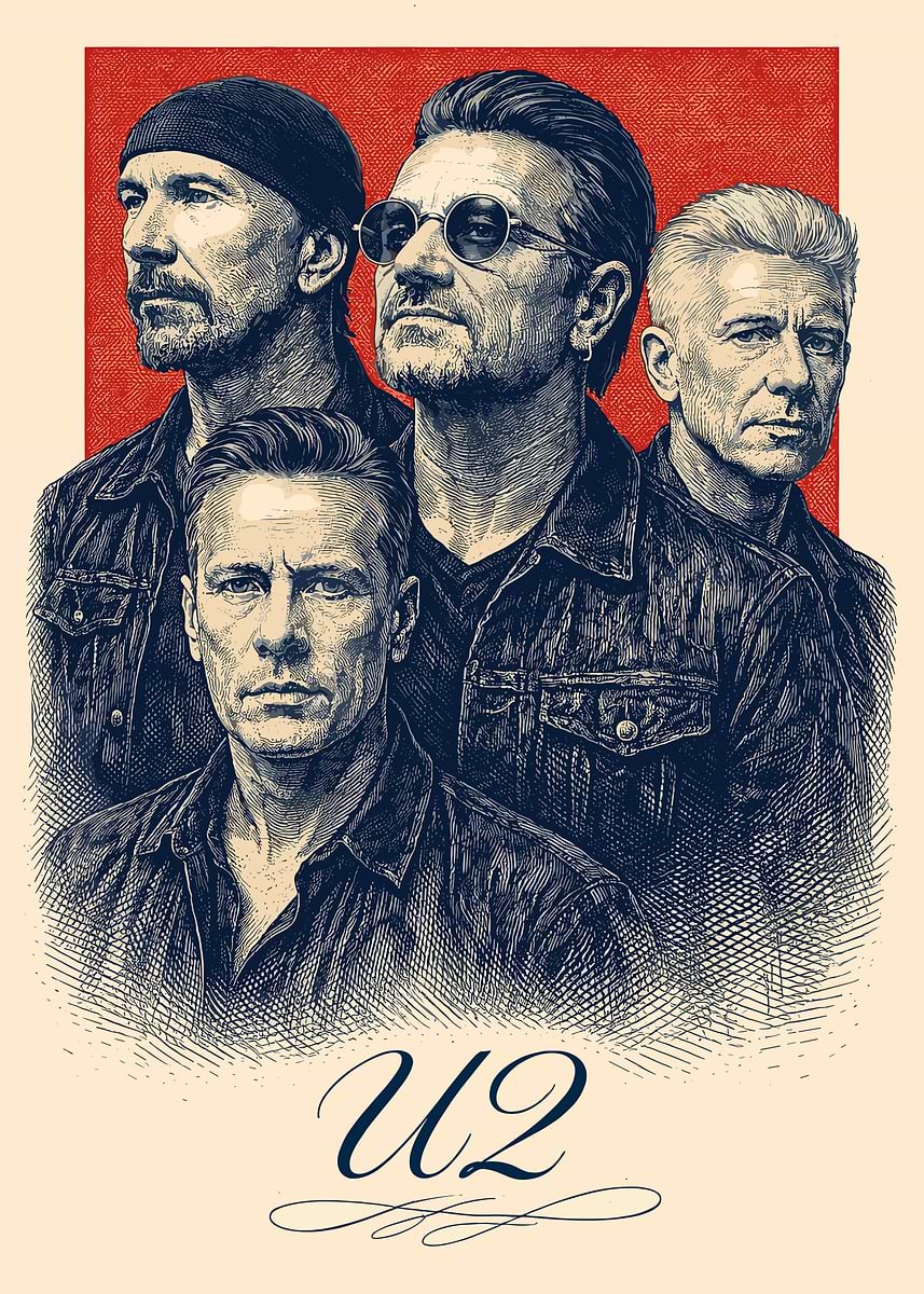 U2 Band Portrait' Poster, picture, metal print, paint by away