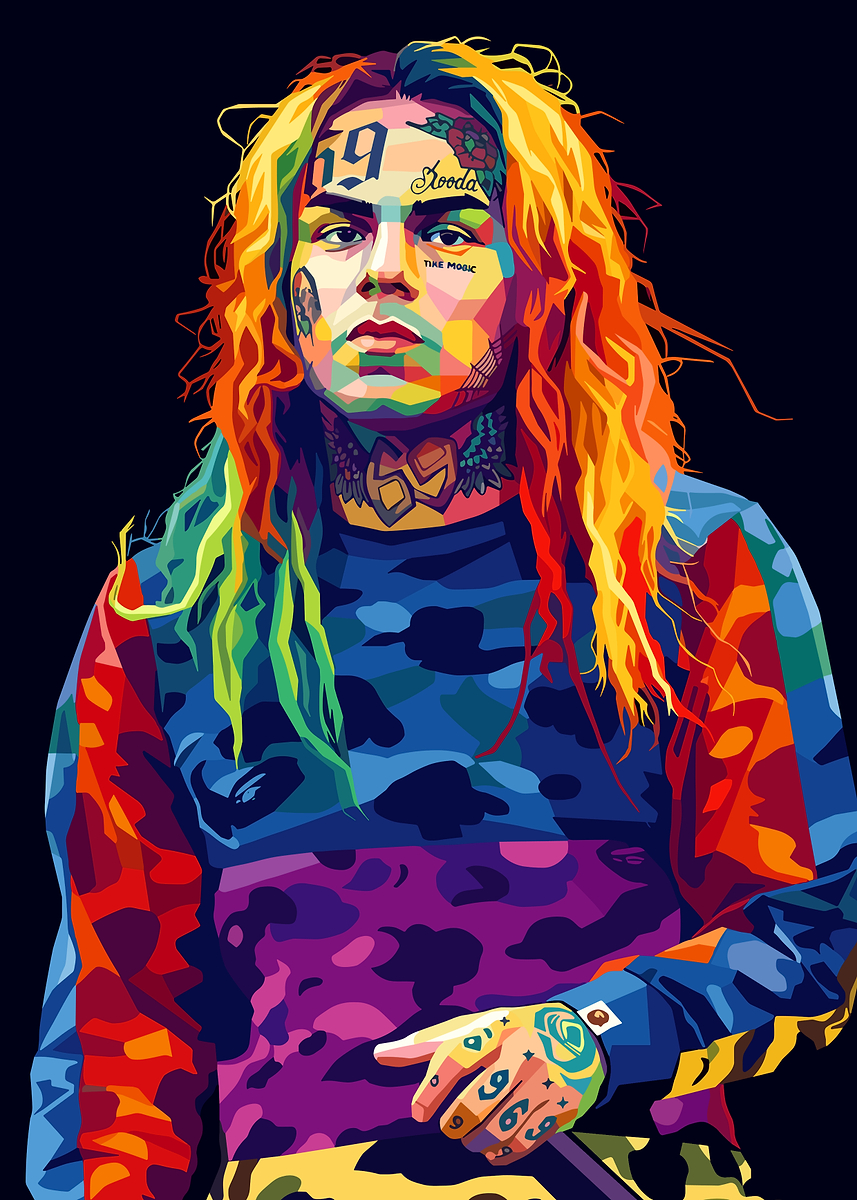 Colorful Pop Art Portrait of Tekashi 6ix9ine' Poster, picture