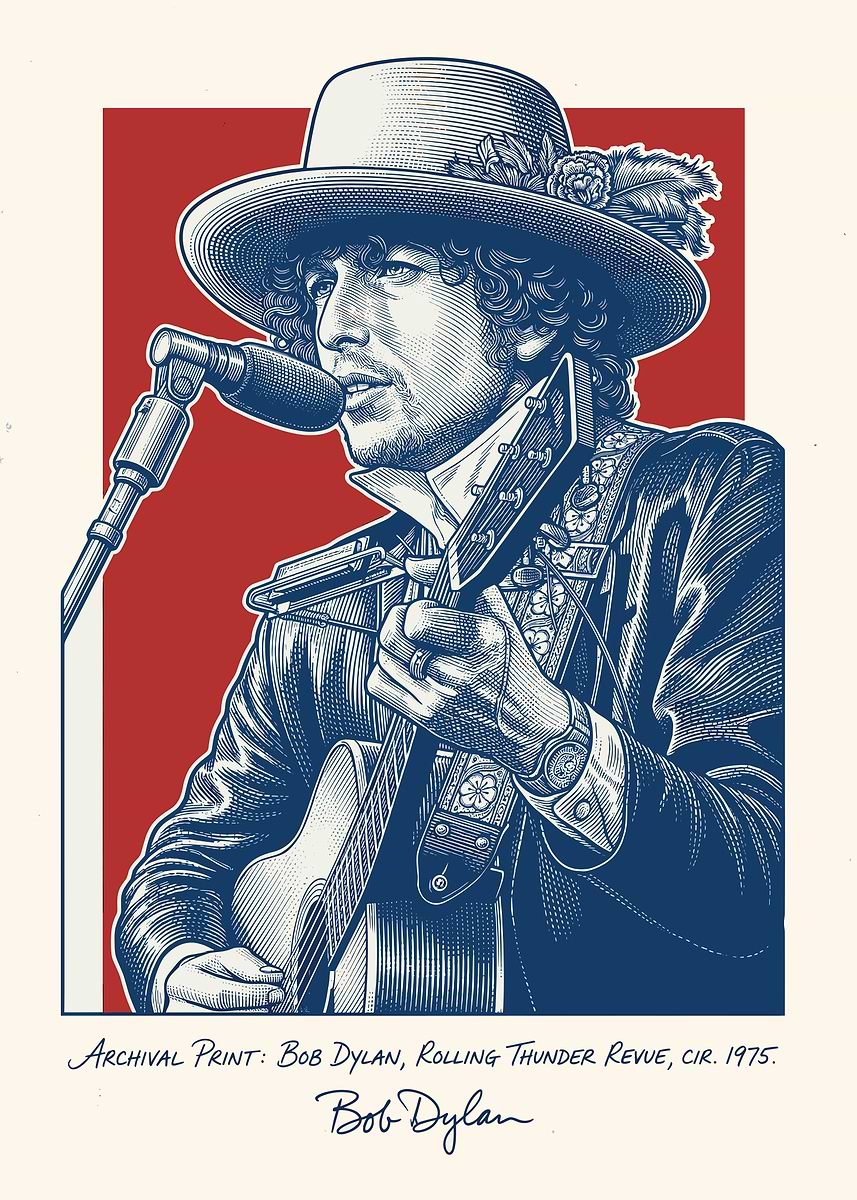 Bob Dylan Rolling Thunder Revue Archival Print' Poster, picture