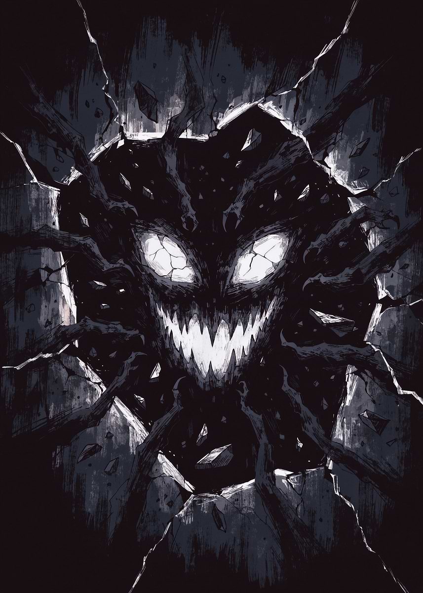 'Terrifying Monster Emerging from Darkness' Poster, picture, metal ...