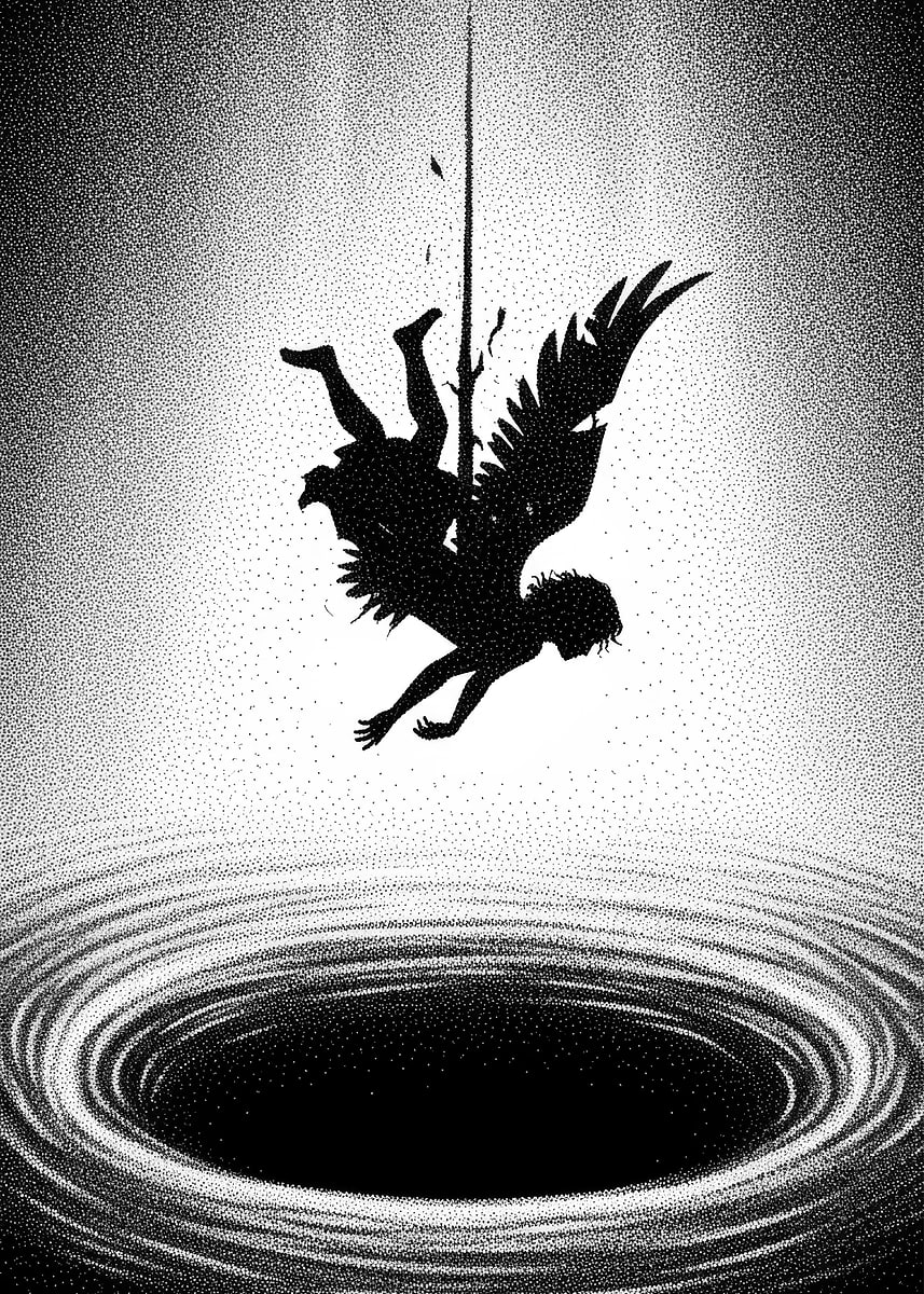 'Fallen Angel Falling into Black Hole' Poster, picture, metal print ...