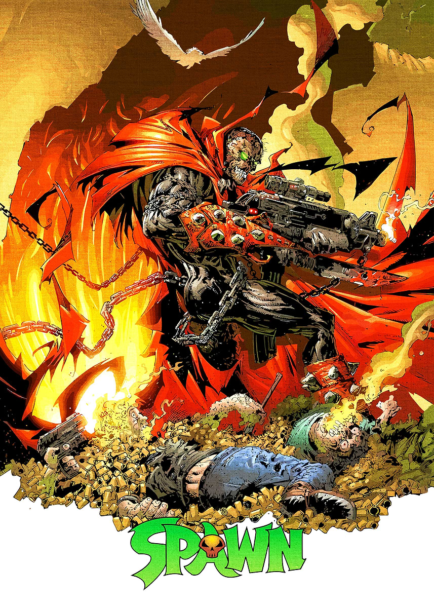 'Spawn with Gun and Fallen Bodies' Poster, picture, metal print, paint ...