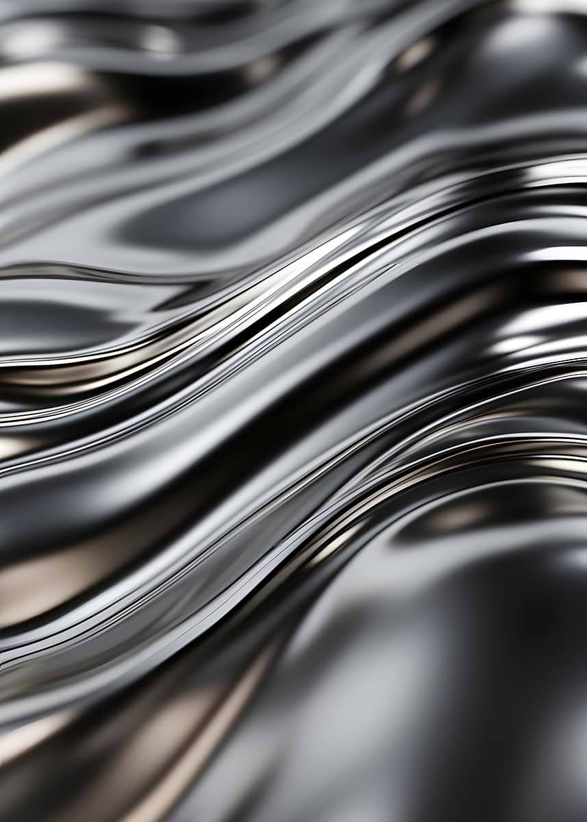 'Abstract Metallic Waves' Poster, picture, metal print, paint by KAKHU ...