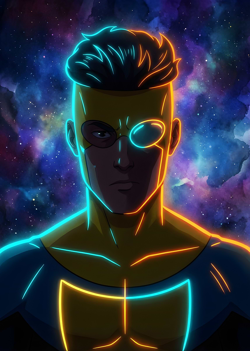 'Invincible in Space Neon Art' Poster, picture, metal print, paint by ...