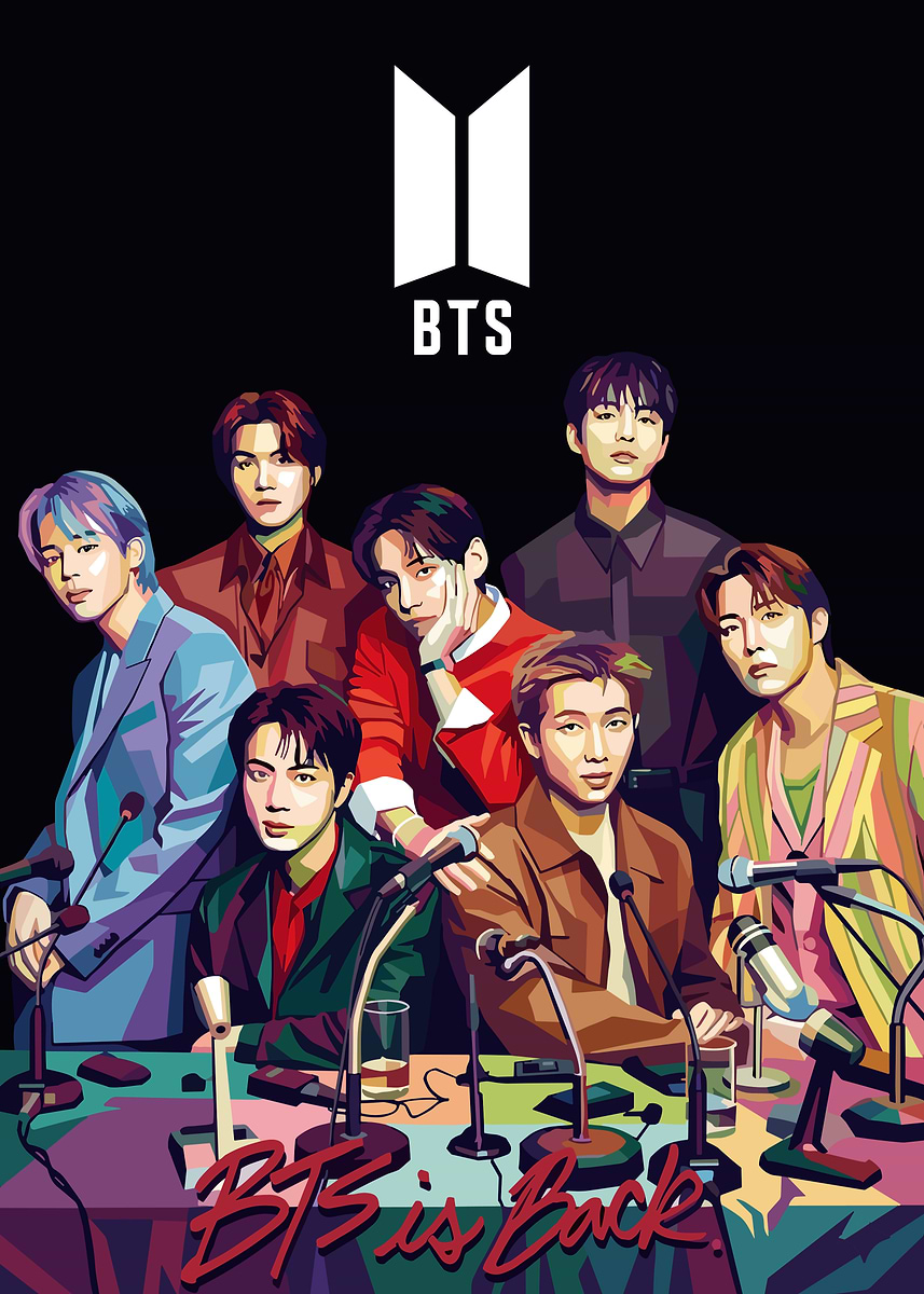 BTS Pop Art Portrait' Poster, picture, metal print, paint by Azza