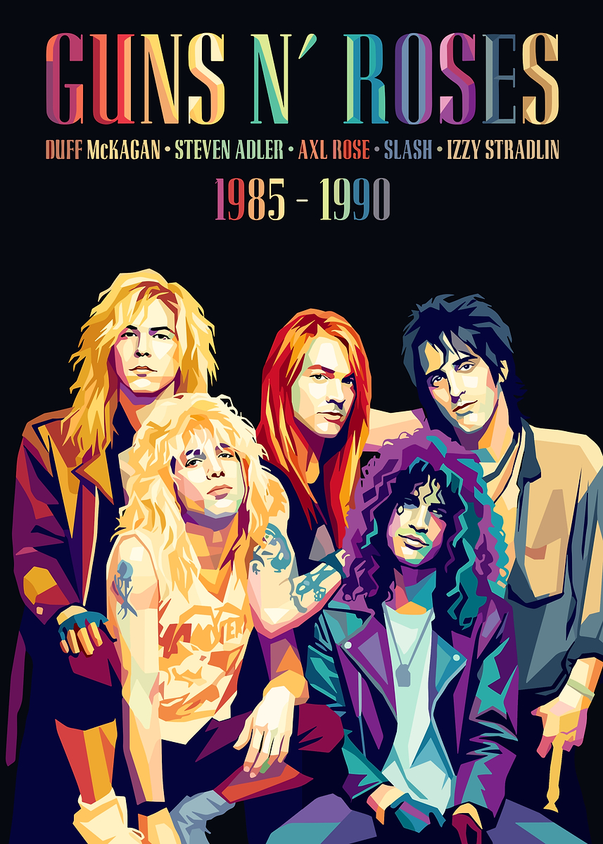 Guns N' Roses 1985-1990 Pop Art' Poster, picture, metal print