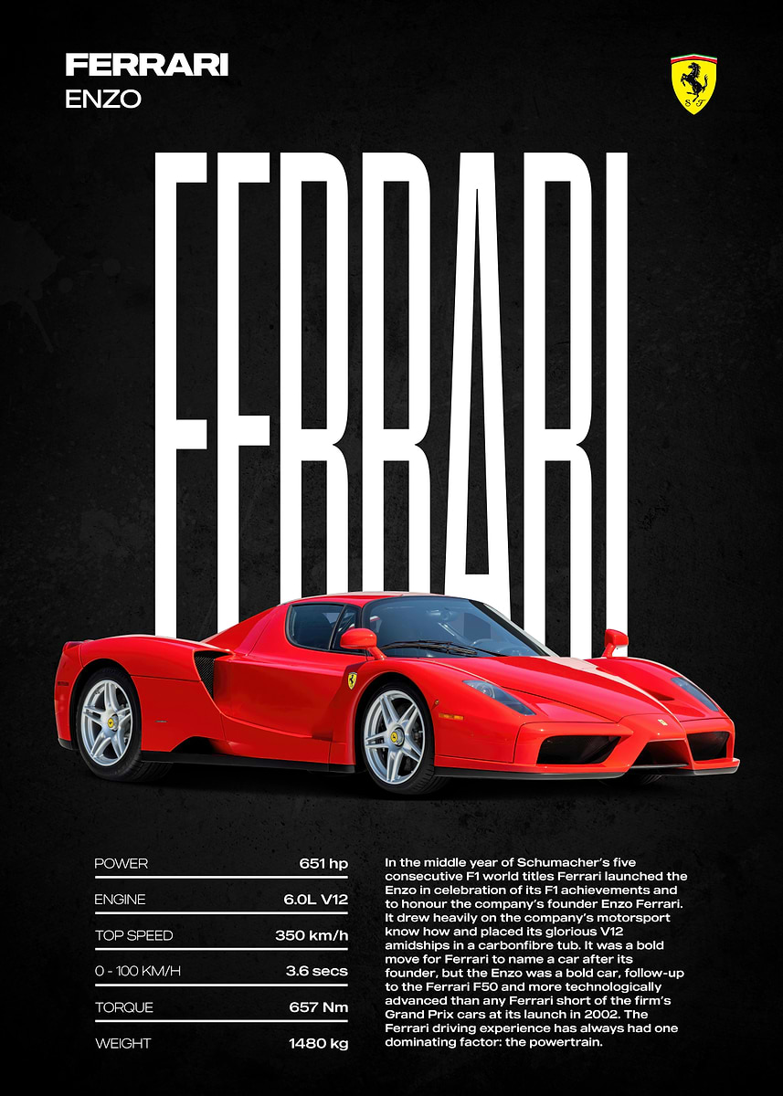 Ferrari Enzo Poster' Poster, picture, metal print, paint by