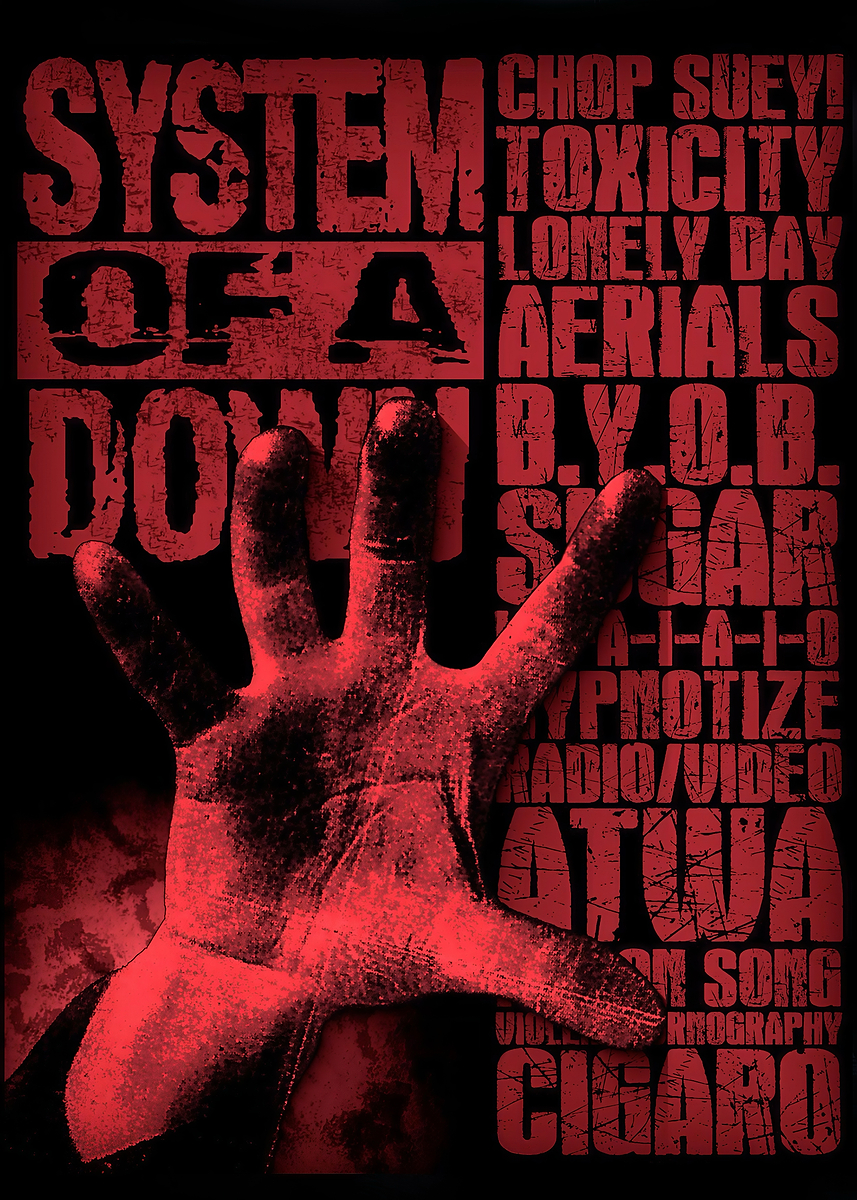 System of a Down Hand Poster' Poster, picture, metal print, paint