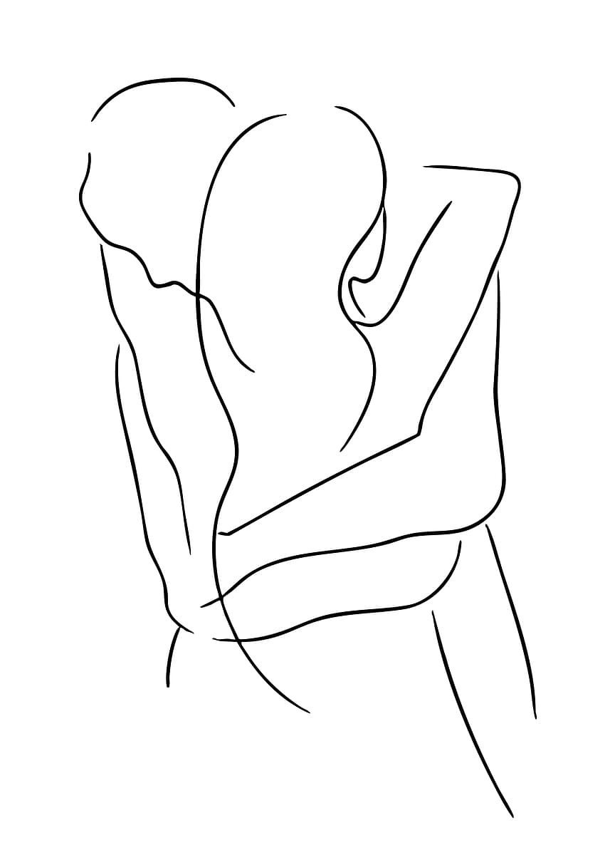 'Minimalist Embrace Line Art' Poster, picture, metal print, paint by ...