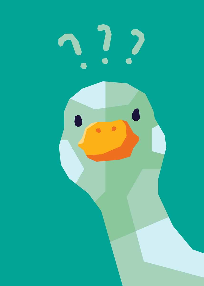 'Confused Goose with Question Marks' Poster, picture, metal print ...