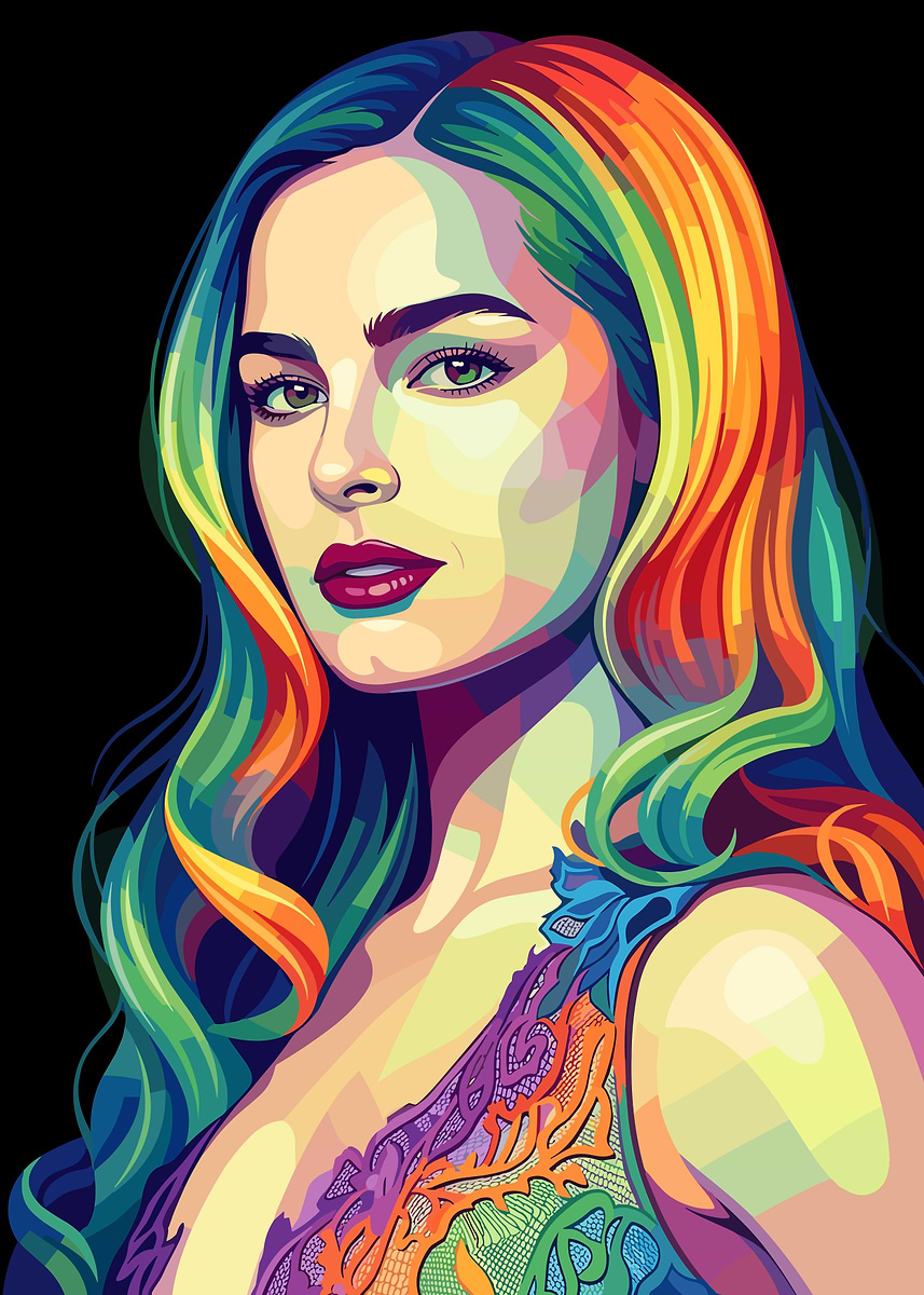 'Colorful Portrait of a Addison Rae' Poster, picture, metal print ...