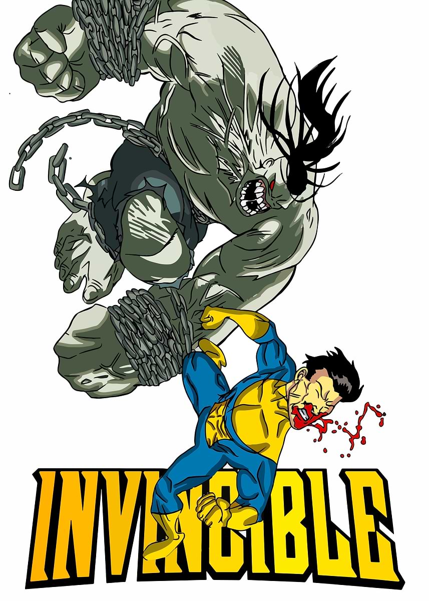 'Invincible fighting a monster' Poster, picture, metal print, paint by ...