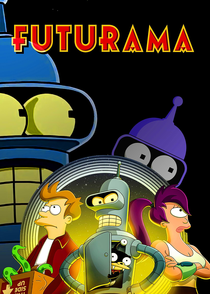 Futurama Characters and Title' Poster, picture, metal print, paint