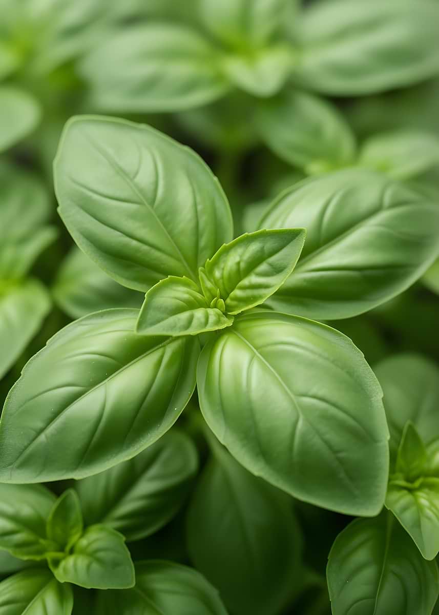 'Close-up of Fresh Basil Leaves' Poster, picture, metal print, paint by ...