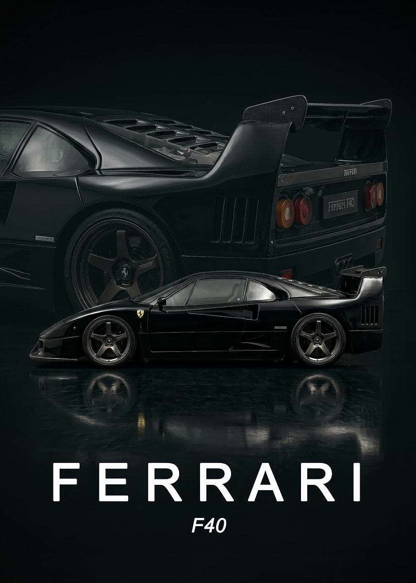 Ferrari F40 ART 151 ブラック Black Ferrari F40 art Poster' Poster