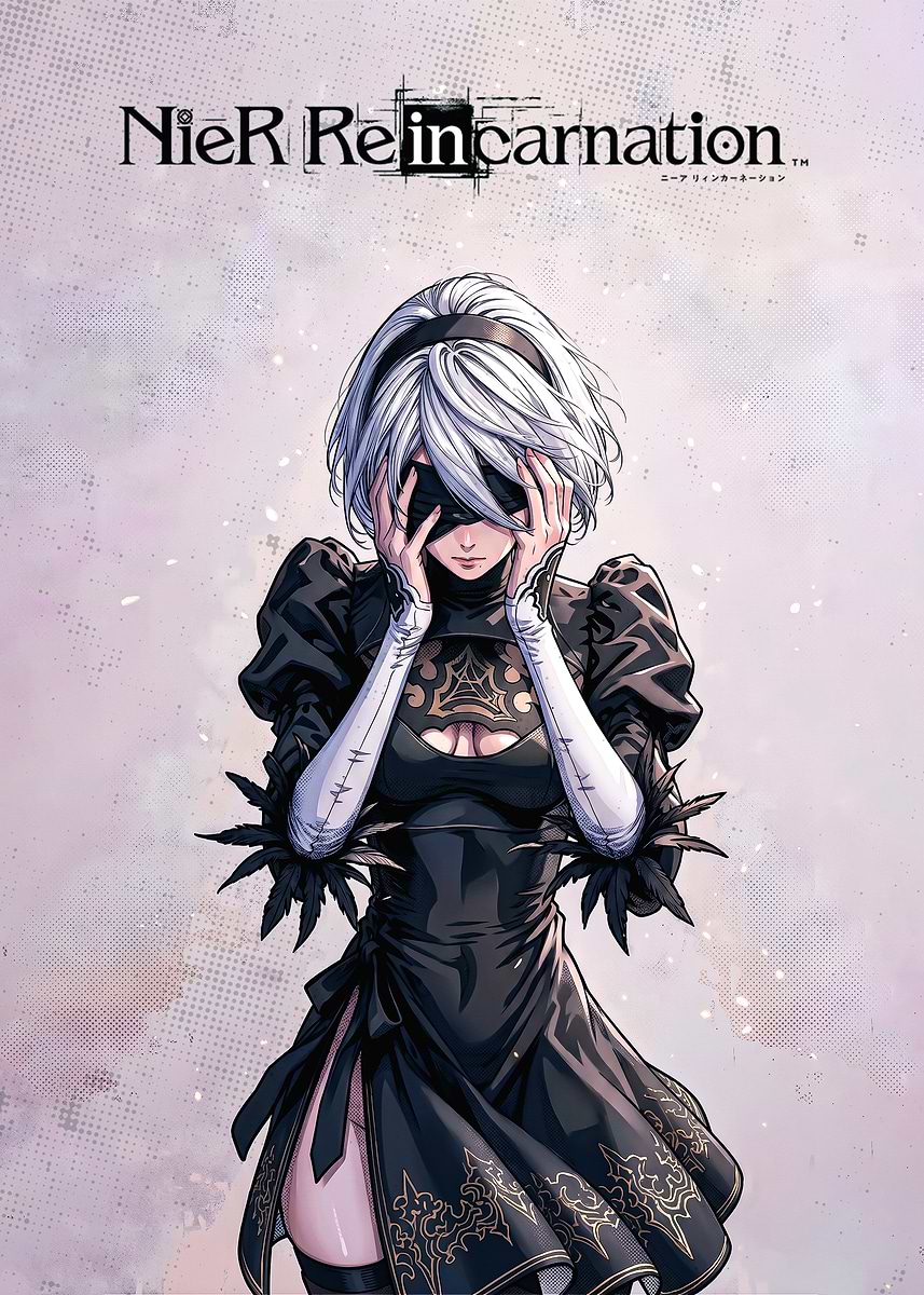 NieR Reincarnation 2B Artwork' Poster, picture, metal print, paint